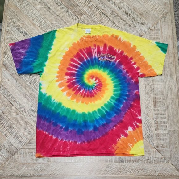 Lazy Days Islamorada Florida Keys Tie Dye Short Sleeve Tee Sz XL - Picture 1 of 7